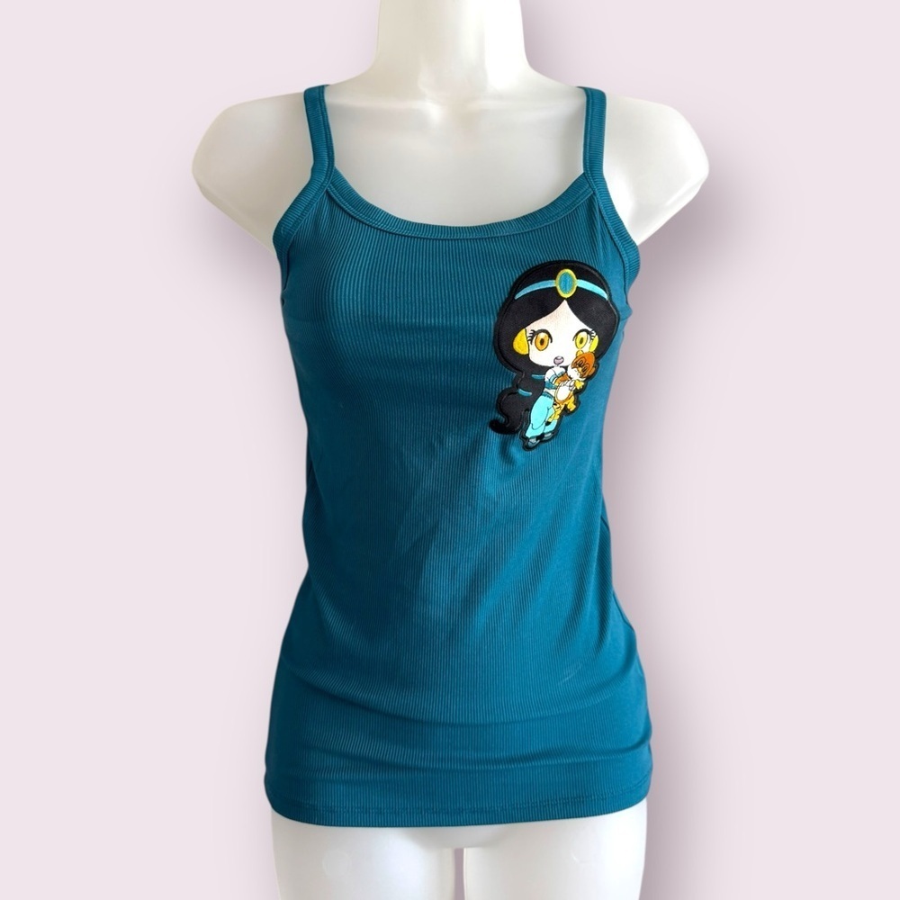 Disney Princess Jasmine Tank Top NOBO Turquoise Ribbed Cami Size S